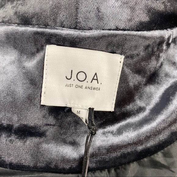 J.O.A. Crushed Velvet Blazer dark charcoal shawl collar shiny soft layering - Picture 14 of 15